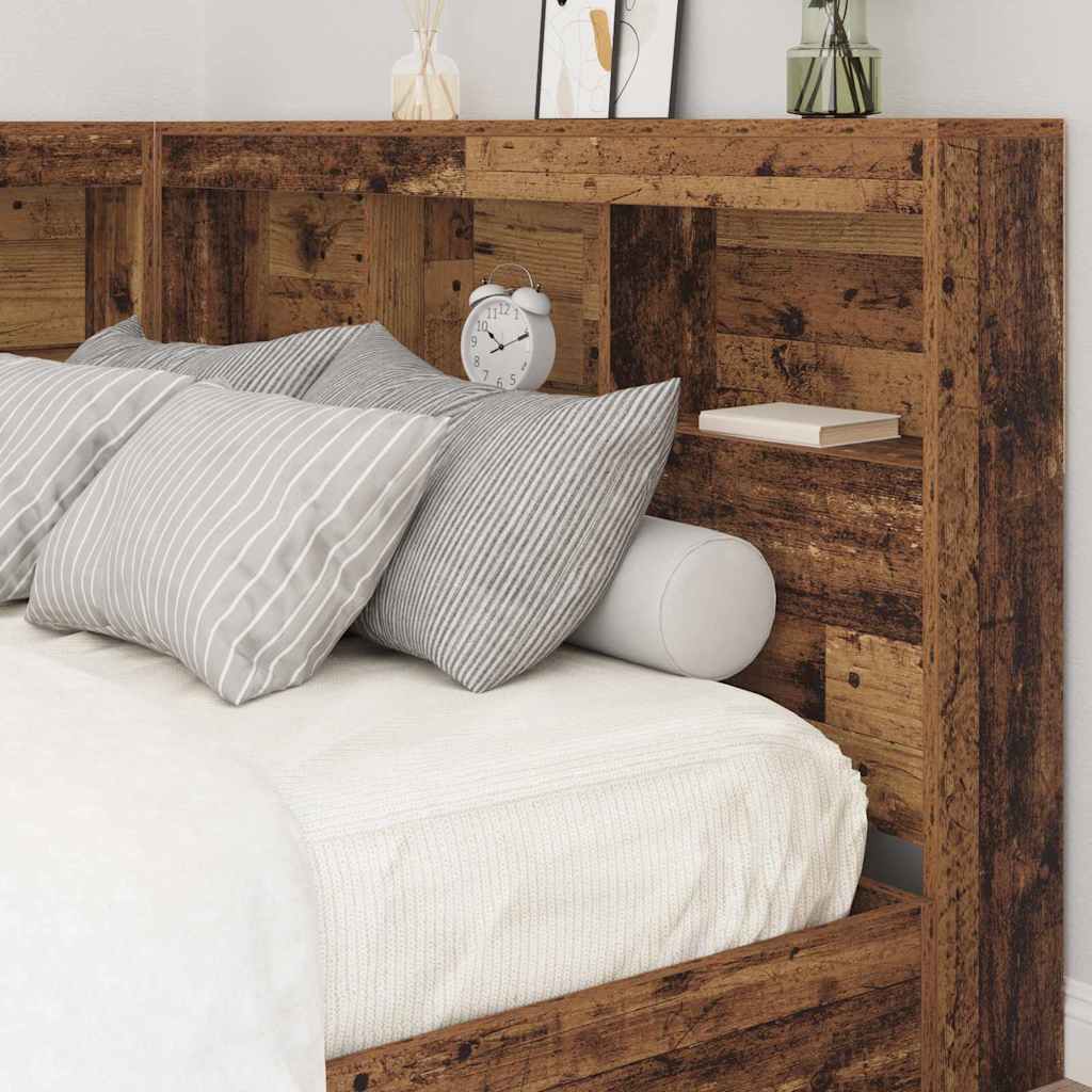 Storage Headboard with Shelf Old wood 120 cm Engineered wood
